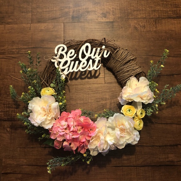 Handmade Be Our Guest Summer Floral Wreath - Picture 2 of 6